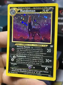 German DOUBLE HOLO ERROR Houndoom 8/64 Neo Revelation 2000 Holo Rare Pokemon - Image 4