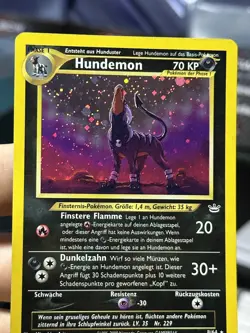 German DOUBLE HOLO ERROR Houndoom 8/64 Neo Revelation 2000 Holo Rare Pokemon - Image 5