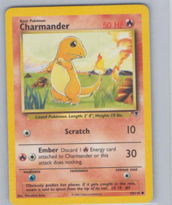 2002 Pokemon Legendary Collection Charmander 70/110 Common - Image 1
