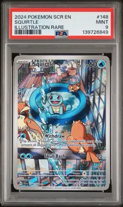 2024 Pokemon Stellar Crown 148 Squirtle Illustrator Rare PSA 9 Mint - Image 1