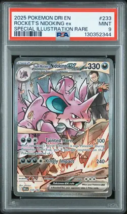 2025 POKEMON DRI EN-DESTINED RIVALS #233 TEAM ROCKET'S NIDOKING EX PSA 9 - Image 1