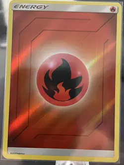 Pokemon Fire Energy Hidden Fates Reverse Holo NM - Image 1