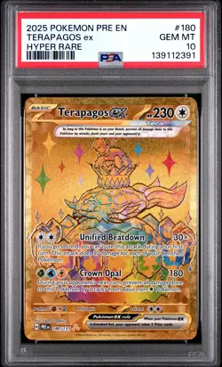 2025 POKEMON PRE EN-PRISMATIC EVOLUTIONS HYPER RARE #180 TERAPAGOS EX PSA 10 - Image 1