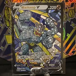 FAN-ART READ DESCRIPTION BELOW HOLO MACHAMP Card Stained Glass Pokemon Card - Image 1