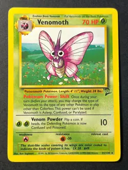 Venomoth 31/130 Rare Base Set 2 - Pokemon Card WOTC - Near Mint - Image 1