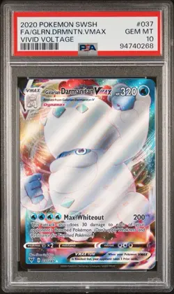 Pokemon Vivid Voltage 037 Full Art Galarian Darmanitan VMAX PSA 10 Card GEM MINT - Image 1