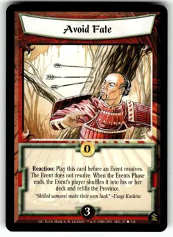 Legend of the Five Rings Four Winds Card Gold Edition - Avoid Fate - Image 1