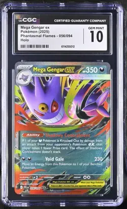 CGC 10 Mega Gengar EX 056/094 Phantasmal Flames Holo Pokemon Card 056/094 - Image 1