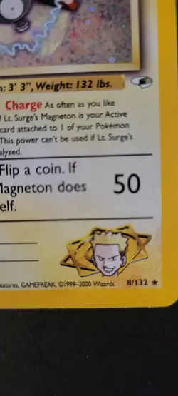 2000 Pokemon Gym Heroes Lt. Surge's Magneton Holo #8/132 - Image 4