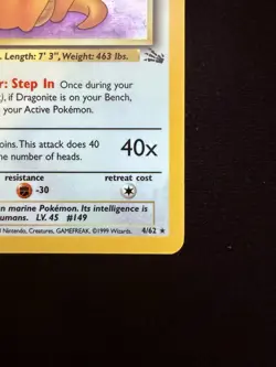 1999 Dragonite 4/62 *1st Edition* Fossil Holo Rare - Vintage Pokemon TCG NM/LP - Image 5