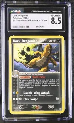 CGC 8.5 MINT 2004 Dark Dragonite 15/109 Pokemon EX Team Rocket Returns Non Holo - Image 1