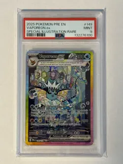 2025 POKEMON PRE EN-PRISMATIC EVOLUTIONS #149 VAPOREON EX PSA 9 - Image 1