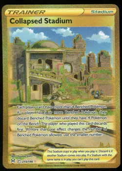 Pokemon TCG Collapsed Stadium Full Art Secret Rare 215/196 Lost Origin NM - Image 1