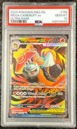 2025 POKEMON MEGA EVOLUTION EN MEGA CAMERUPT ex ULTRA RARE #156 GEM MT 💎 PSA 10 - Image 1