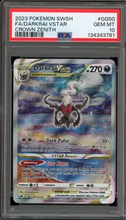 Pokemon Darkrai VSTAR Crown Zenith Galarian Gallery Full Art #GG50 PSA 10 - Image 1
