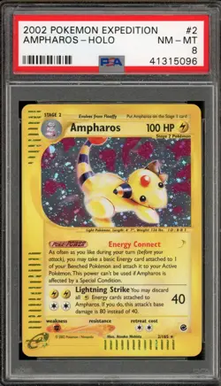 Pokemon Ampharos Expedition Holo Rare #2 PSA 8 - Image 1