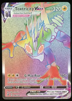 Pokemon TCG Toxtricity VMAX Rainbow Secret Rare Full Art 196/192 Rebel Clash MP - Image 1