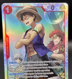One Piece Monkey.D.Luffy OP14-013 SR The Azure Sea's Seven Foil Super Rare NM/M - Image 3