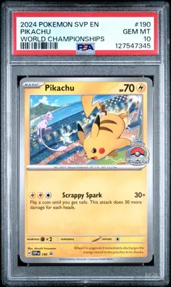 PSA 10 GEM MINT Pikachu Promo 2024 World Championships SVP EN 190 Pokemon Worlds - Image 1