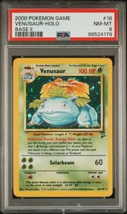 2000 Pokemon - Venusaur 18/130 Holo Base Set 2 - PSA 8 (NM-MT) - Image 1