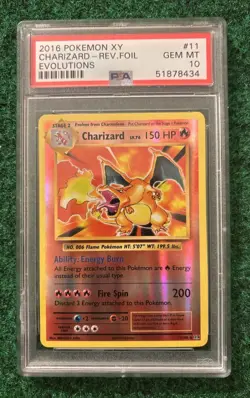 PSA 10 GEM MINT 2016 Pokemon 11/108 Reverse Holo Charizard XY Evolutions #57203B - Image 1