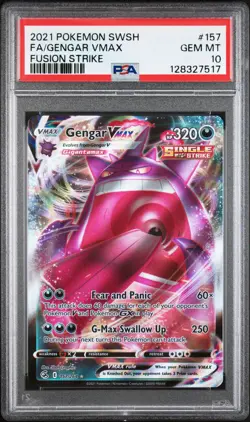 PSA 10 Gengar VMAX 157/264 Swsh08: Fusion Strike Pokemon English Gem - Image 1