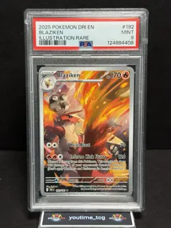 2025 Pokemon Dri En-Destined Rivals Illustration Rare Blaziken #192 PSA 9 - Image 1