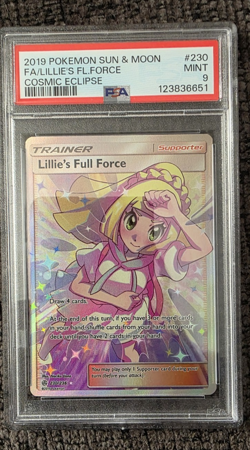 2019 POKEMON SUN & MOON COSMIC ECLIPSE #230 FULL ART/LILLIE'S FULL FORCE PSA 9 - Image 1