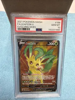 2021 POKEMON SWSH EVOLVING SKIES LEAFEON V 166/203 ULTRA RARE PSA 10 GEM MT - Image 1