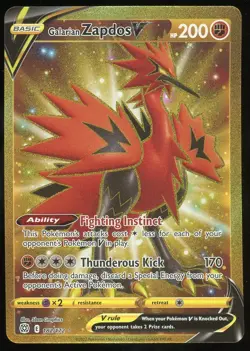 Pokemon TCG Galarian Zapdos V Full Art Secret Rare 182/172 Brilliant Stars NM - Image 1