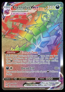 Pokemon TCG Eternatus VMAX Full Art Rainbow Rare 192/189 Darkness Ablaze NM - Image 1