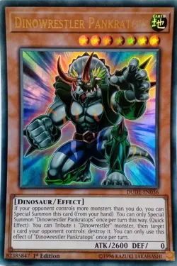DUDE-EN036 DINOWRESTLER PANKRATOPS ULTRA RARE 1ST EDITION YuGiOh CARD - Image 1