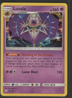 Lunala 102/236 Cosmic Eclipse Holo Rare Pokemon Card NM - Image 1