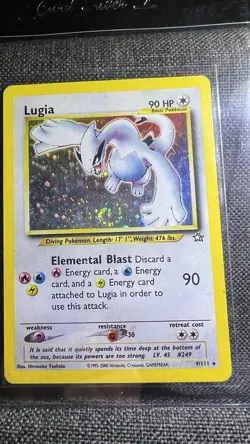 Pokemon TCG Lugia Neo Genesis Holo Rare Card 9/111 Spiral Swirl - Image 3