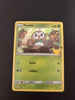Pokemon TCG Rowlet Holo Card McDonald's 25th Celebrations Series 7/25 - Image 1