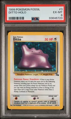 PSA 6 - 2002 Pokemon Fossil DITTO HOLO #3 (6729) - Image 1