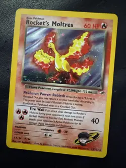 Rocket's Moltres 2000 Gym Heroes 1st Edition 12/132 Holo Pokemon Card NM - Image 1