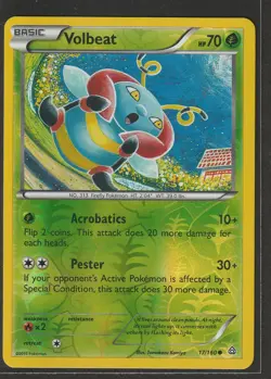 Volbeat 17/160 Reverse Holo Common Primal Clash Pokemon 2015 - Image 1