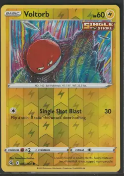 Reverse Holo Voltorb 087/264 Common SWSH08: Fusion Strike Pokemon - Image 1