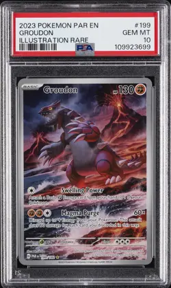 2023 POKEMON PAR EN-PARADOX RIFT ILLUSTRATION RARE #199 GROUDON PSA 10 - Image 1