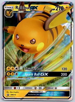 Raichu GX SM213 (NM) - Sun & Moon Black Star Promo - Ultra Rare Pokemon TCG - Image 1