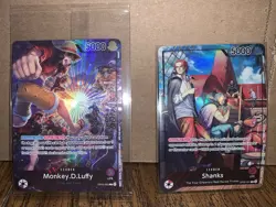 Psa Exclusive One Piece Promos * Monkey D Luffy And Shanks* Damaged Cards - Image 1