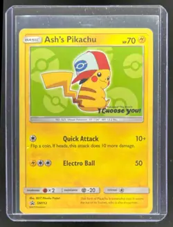2016-19 Pokemon SM Black Star Promos Ash's Pikachu #SM112 Damaged - Image 1