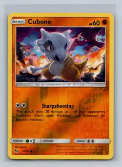 Pokemon Hidden Fates #37/68 Cubone Reverse Holo Common - Image 1