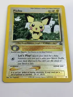 2001 Black Star Promo #35 Pichu reverse foil holo Pokemon league MP - Image 5