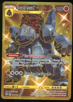 Pokemon TCG Coalossal Full Art Secret Rare 198/189 Darkness Ablaze NM - Image 1