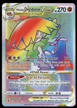 Pokemon Hisuian Decidueye VSTAR Rainbow Rare Full Art 195/189 Astral Radiance NM - Image 1
