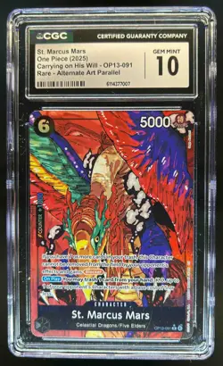 2025 One Piece S. Marcus Mars Carrying On His Will Rare Alt Art #OP13-091 CGC 10 - Image 1