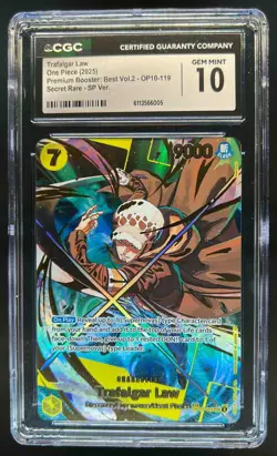 2025 One Piece Trafalgar Law Booster Secret Rare Variation #OP10/119 CGC 10 - Image 1