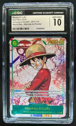 2025 One Piece Monkey.D.Luffy Carrying On His Will Alt Art #OP13-118 CGC 10 - Image 1
